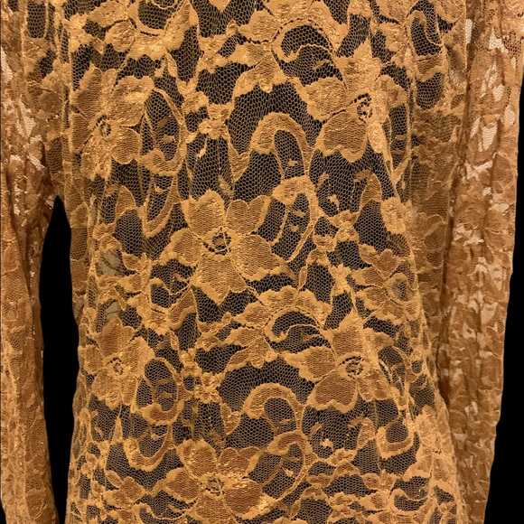 B&J Lace Blouse with Genuine Leather Trim - Picture 12 of 16